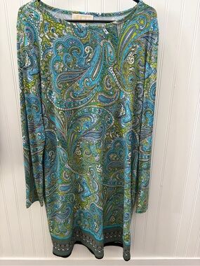 *FREE SHIPPING* MICHAEL Michael Kors Teal Blue Green Paisley Tunic